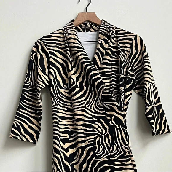 J MCLAUGHLIN 3/4 Sleeve Animal Print Catalina Cloth Panama Savannah DRESS Zebra - Picture 7 of 13